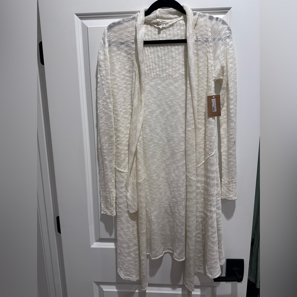 En Creme Cream Open-Front Sweater